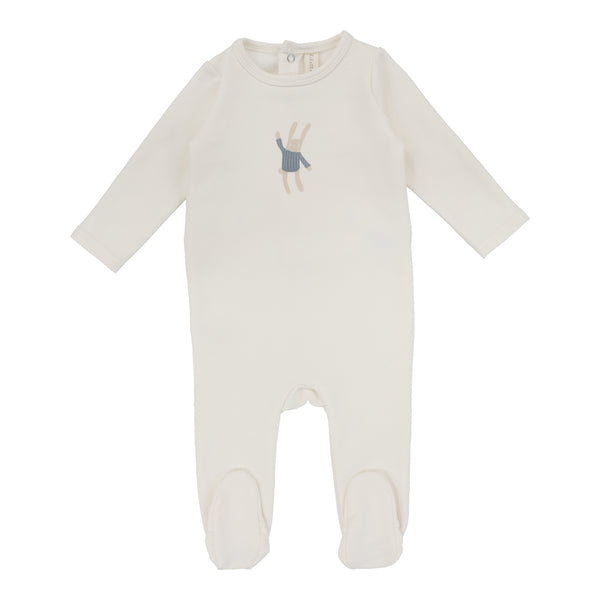 Lilette By Lil Legs Handdrawn Footie Milk/Bunny