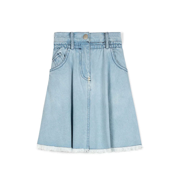 Cabana LT Blue Denim Frayed Hem Circle Skirt