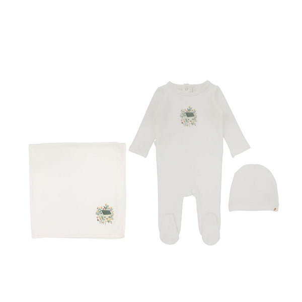 Lilette By Lil Legs French Terry Print Layette Set White/Doll House