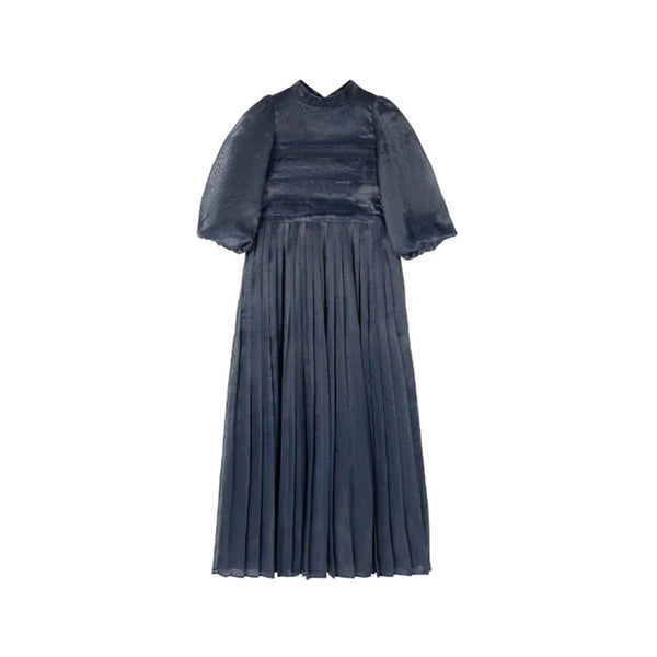 Mummymoon Navy Blue Linen Ida Maxi Dress/ Gown