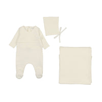 Bee & Dee Ivory Textured Pointelle Wrap Layette Set