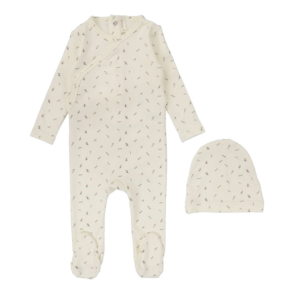 Lilette By Lil Legs Printed Wrapover Footie Set Scattered Branch Ivo