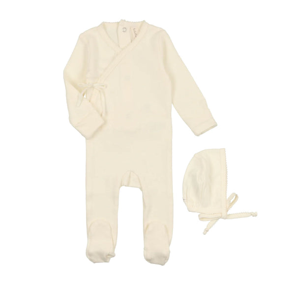Lilette By Lil Legs Pinpoint Wrapover Footie Set Ivory