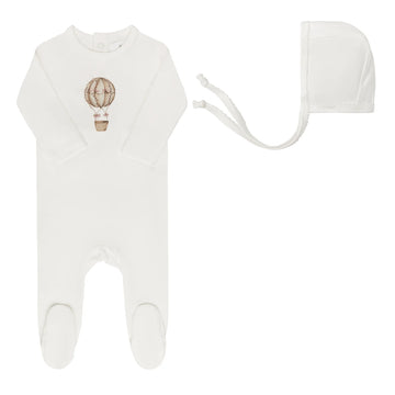 Aurora Ivory Pink French Terry Hot Air Balloon Collection - Footie + Bonnet