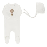 Aurora Ivory Pink French Terry Hot Air Balloon Collection - Footie + Bonnet