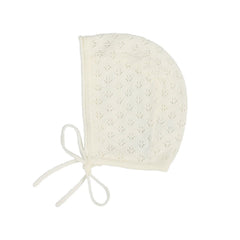 LILETTE  BY LIL LEGS  BY LIL LEGS IVORY KNIT POINTELLE BONNET