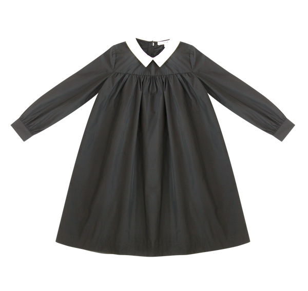 Little Parni Black Collar Taffeta Dress  (K453)