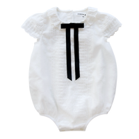 Little Parni White Evening Bow Romper (K673)