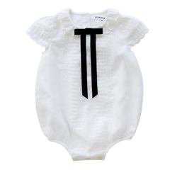 Little Parni White Evening Bow Romper (K673)