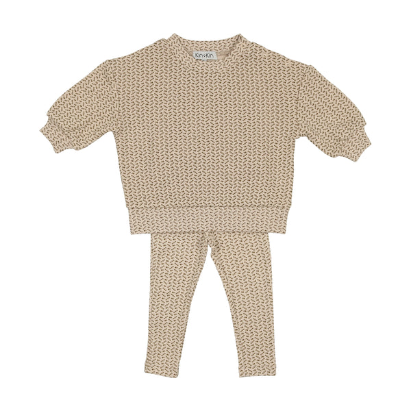 Kin + Kin Ochre Leaf Print Baby Set (K137)