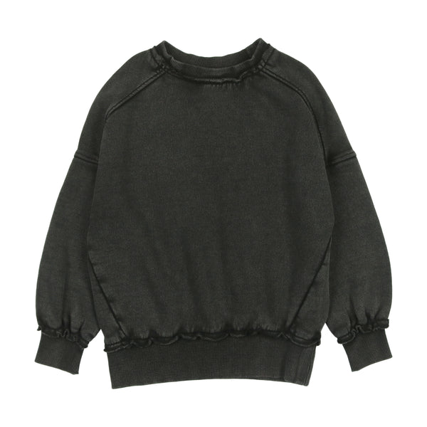 Kin + Kin Black Denim French Terry Washed Sweatshirt (K55)