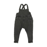 Kin + Kin Black Denim French Terry Baby Overall Set