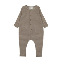 Kin + Kin Oatmeal/Taupe Stripe Baby Jumpsuit