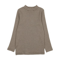 Kin + Kin Oatmeal/Taupe Stripe Girls Striped Mock Neck (K56)