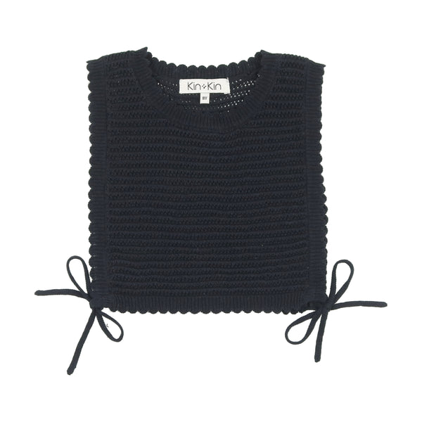 Kin + Kin Navy Gathered Dress + Knit Bib Vest (K112)