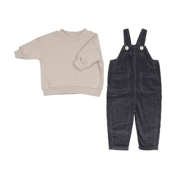 Kin and Kin Navy Corduroy Overall Set