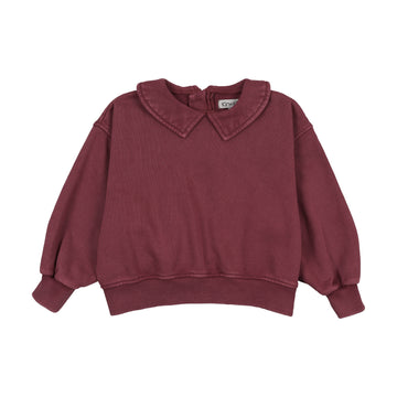 Kin and Kin Washed Burgundy Girl'S Collared Sweatshirt