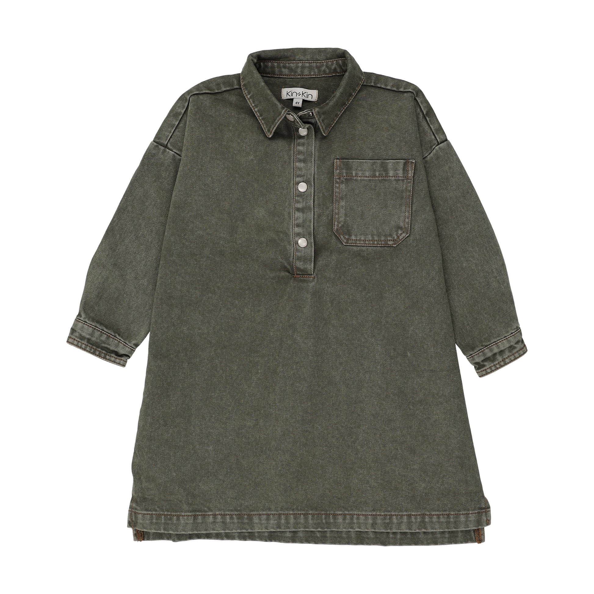 Kin and Kin Washed Green Shirt Dress