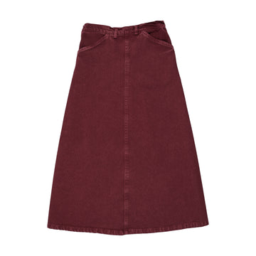 Kin and Kin Washed Burgundy Denim Maxi Skirt
