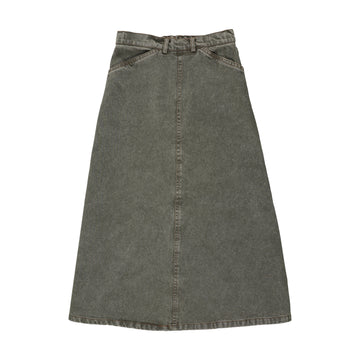 Kin and Kin Washed Green Denim Maxi Skirt