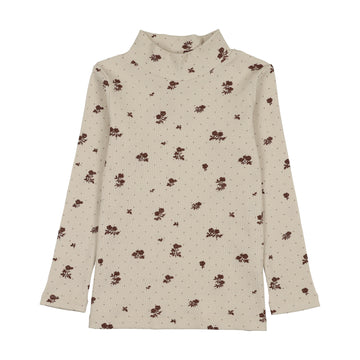 Farren and Me Ochre Floral Print Mockneck T-Shirt