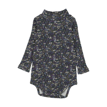 Farren and Me Navy Liberty Print Mockneck Onesie