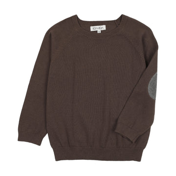 Kin + Kin Boys' Patch Sleeve Sweater - Brown & Grey