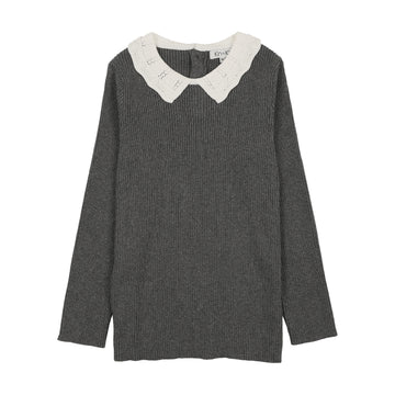 Kin + Kin Knit Collar Sweater - Grey