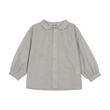 Kin and Kin White-Grey Pin Stripes Collared Shirt