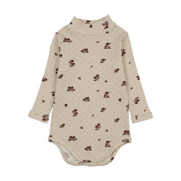 Farren and Me Ochre Floral Print Mockneck Onesie