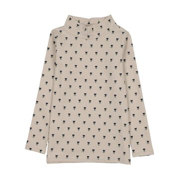 Kin and Kin Blue Tulip Print Mock Neck T-Shirt