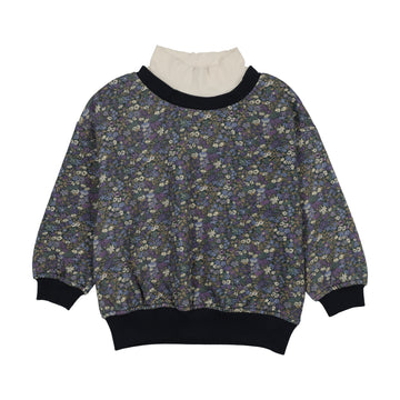 Farren and Me Navy Liberty Print Oversized Turtleneck Sweatshirt