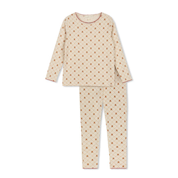 L'Amour Lou Girls Bows Bear Grid Print Pajama