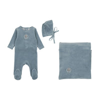 Bee & Dee Blue Fog Embroidered Center Embossed Layette Set