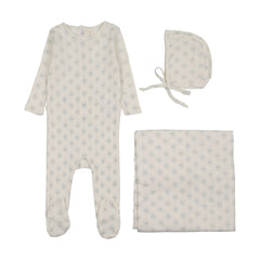Lilette Geo Floral Printed Layette Set - Cream/Blue