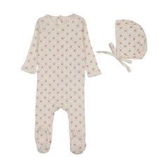 Lilette Geo Floral Printed Footie Set - Cream/Pink