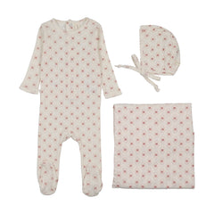 Lilette Geo Floral Printed Layette Set - Cream/Pink