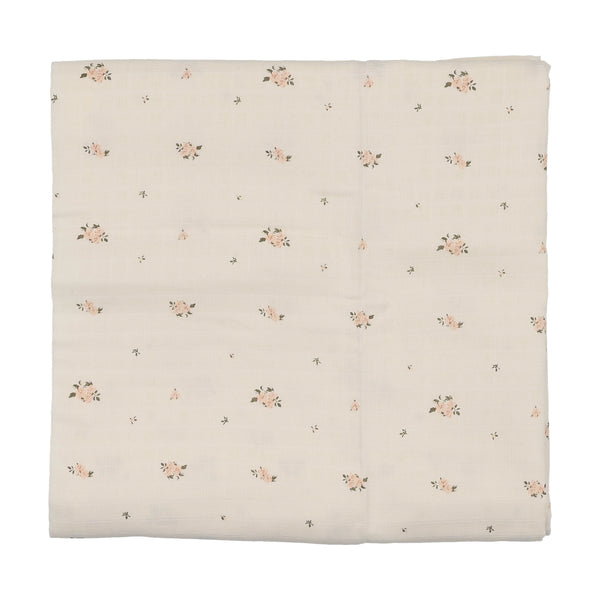 Lilette Rosebud Muslin Swaddle - Cream/Pink