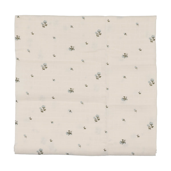 Lilette Rosebud Muslin Swaddle - Cream/Blue