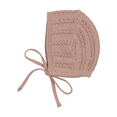 Lilette Crochet Knit Bonnet - Dusty Pink