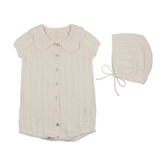Lilette Crochet Knit Boys Romper - Cream
