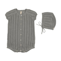 Lilette Crochet Knit Boys Romper - Light Blue