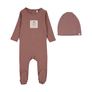 Lilette Graphic Tag Footie Set - Mauve