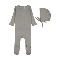 Lilette Geo Floral Embroidered Footie Set - Light Blue