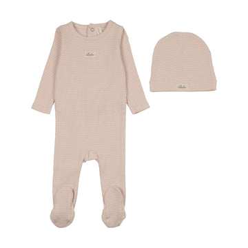 Lilette by Lil Legs Dusty Pink Cotton Striped Bebe Footie Set