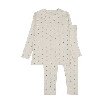 Lilette by Lil Legs Cream/Pink Lilette Bitsy Floral Lounge Set