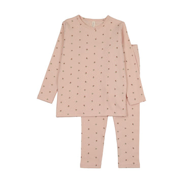 Lilette by Lil Legs Pale Pink Lilette Bitsy Floral Lounge Set