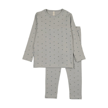 Lilette by Lil Legs Pale Blue Lilette Bitsy Floral Lounge Set
