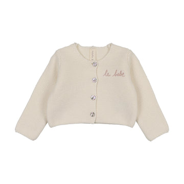 Lilette by Lil Legs Cream/Pink Le Bebe Knit Cardigan