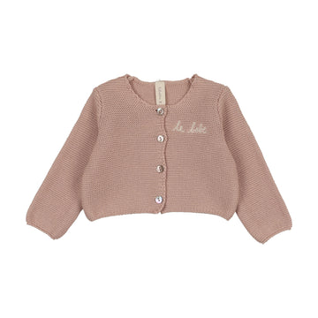 Lilette by Lil Legs Dusty Pink Le Bebe Knit Cardigan